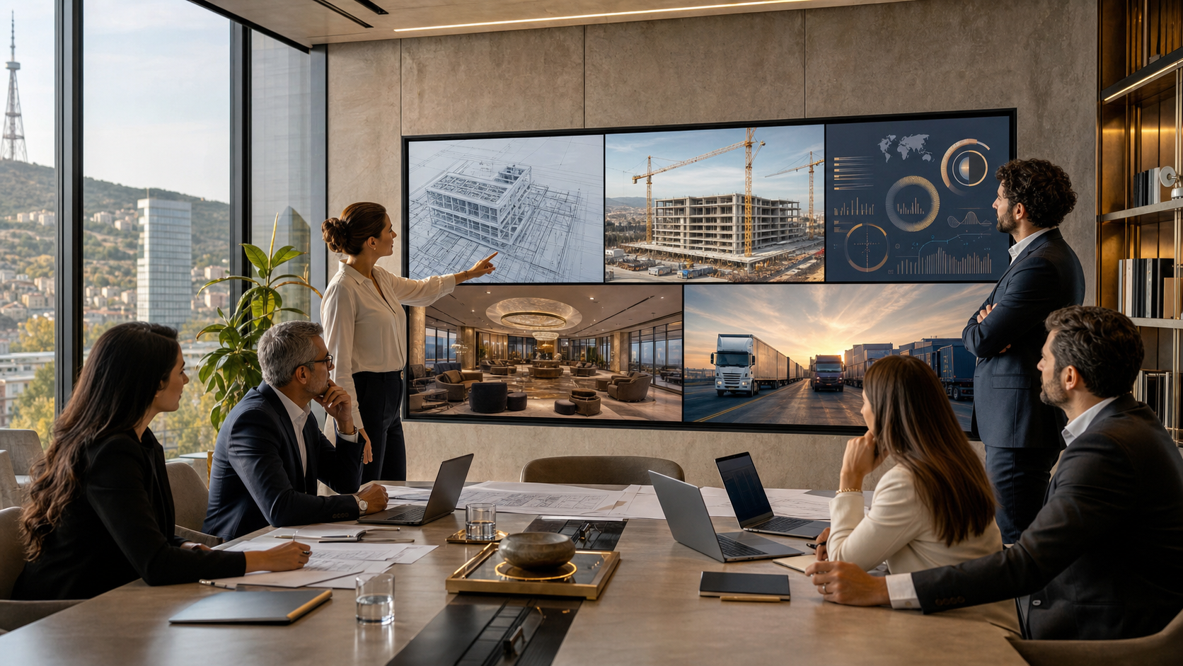 Aurevon team coordinating engineering, construction, digital, hospitality, and industrial operations.
